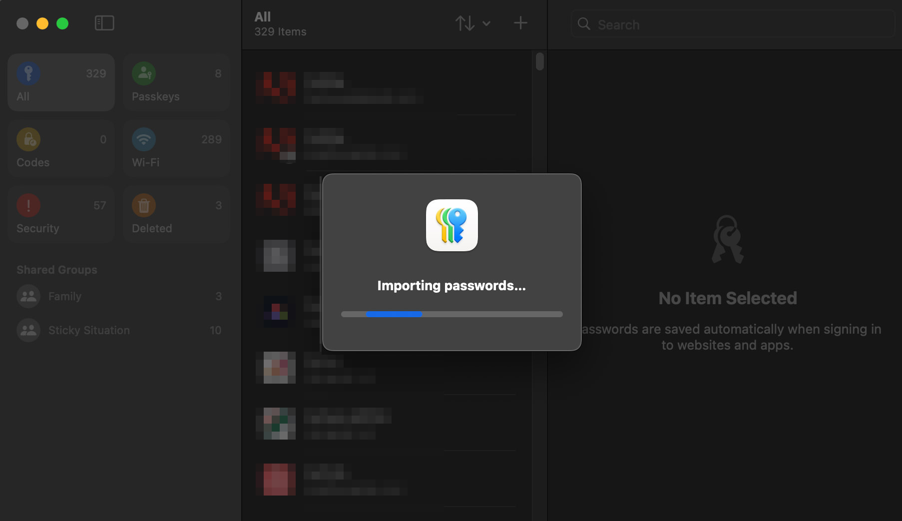 Apple Passwords file selection screenshot