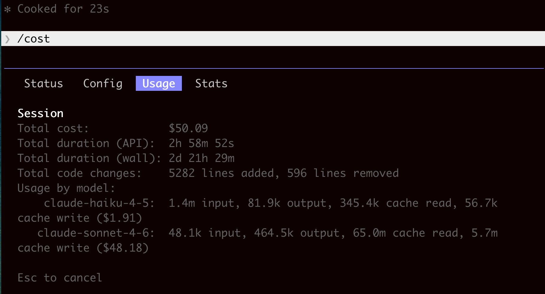 Claude Code command usage screenshot