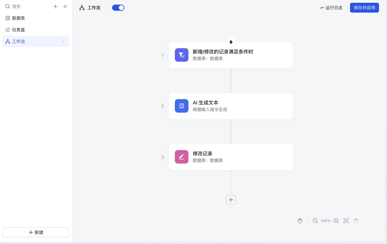 飞书多维表的内容生成工作流